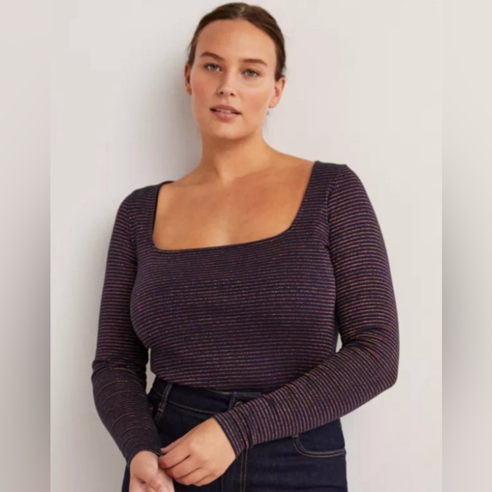 NWT Boden metallic stripe top sz 10